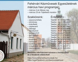 Fehérvári Kézművesek Egyesületének március havi programja